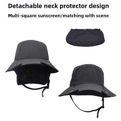 UPF50+ Men Surfing Hat Wide-brimmed Surf Cap Men Hat Breathable Brim Sunshade Quick-drying Beach Cool Cap Windproof Bucket Hat