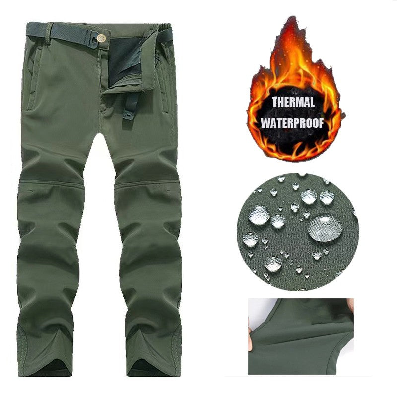 Men's Winter Military Fleece Tactical Sharkskin Cargo Pants Camping Hiking Climbing Trekking Waterproof Outdoor Trousers 5XL