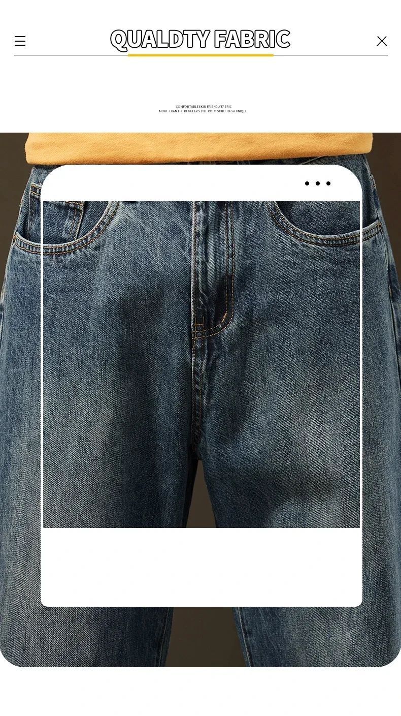 Thick Vintage Jeans Men's Winter Straight Warm Fleece Baggy Thermal Denim Trousers Fashion Korean Wide Male Plush Pants