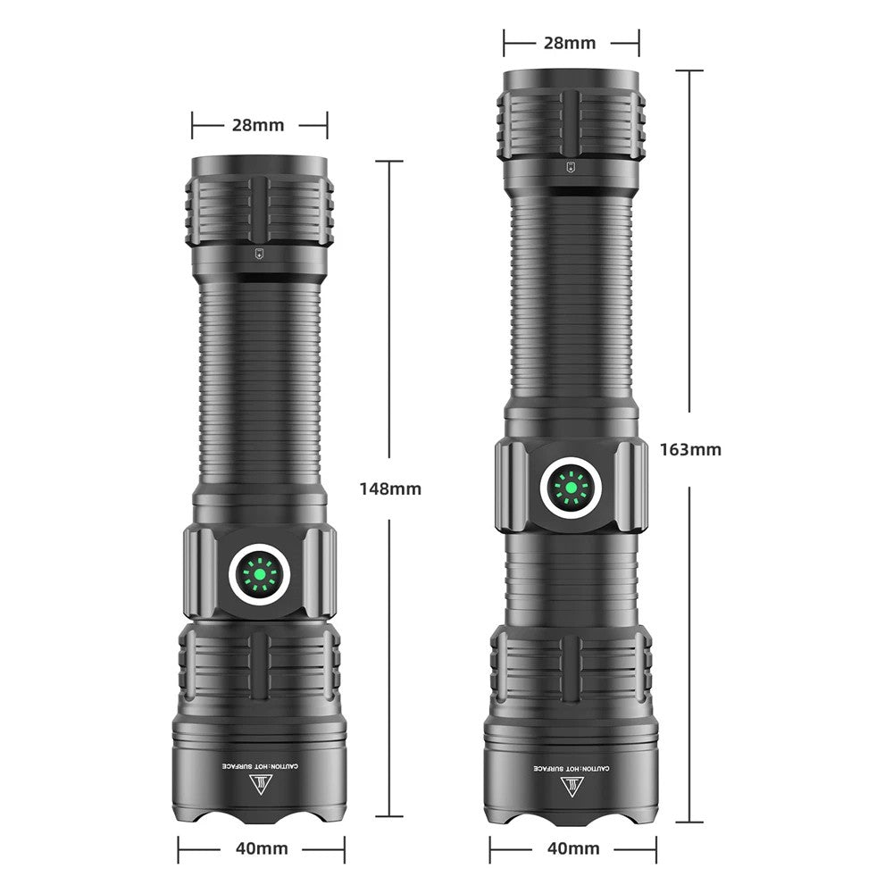 2000LM USB-C Rechargeable LED Flashlight Zoomable Beam Waterproof Outdoor Light with Mount Strobe Mode for Camping Cycling Emergency