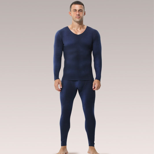 Seamless thermal underwear men's set V-neck thickened and fleece winter winter tight wool base long Johns
