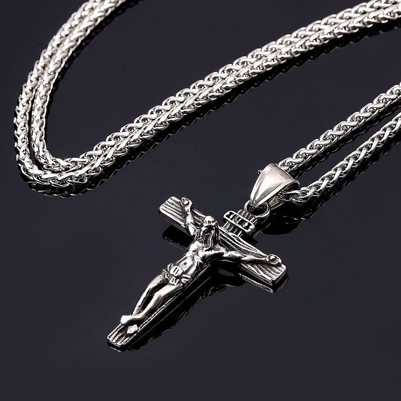 Novo Colar Religioso de Cruz de Jesus para Homens, Moda, Cor Dourada, Pingente de Cruz com Corrente, Joias de Presente para Homens e Mulheres