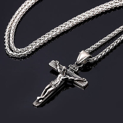 Novo Colar Religioso de Cruz de Jesus para Homens, Moda, Cor Dourada, Pingente de Cruz com Corrente, Joias de Presente para Homens e Mulheres