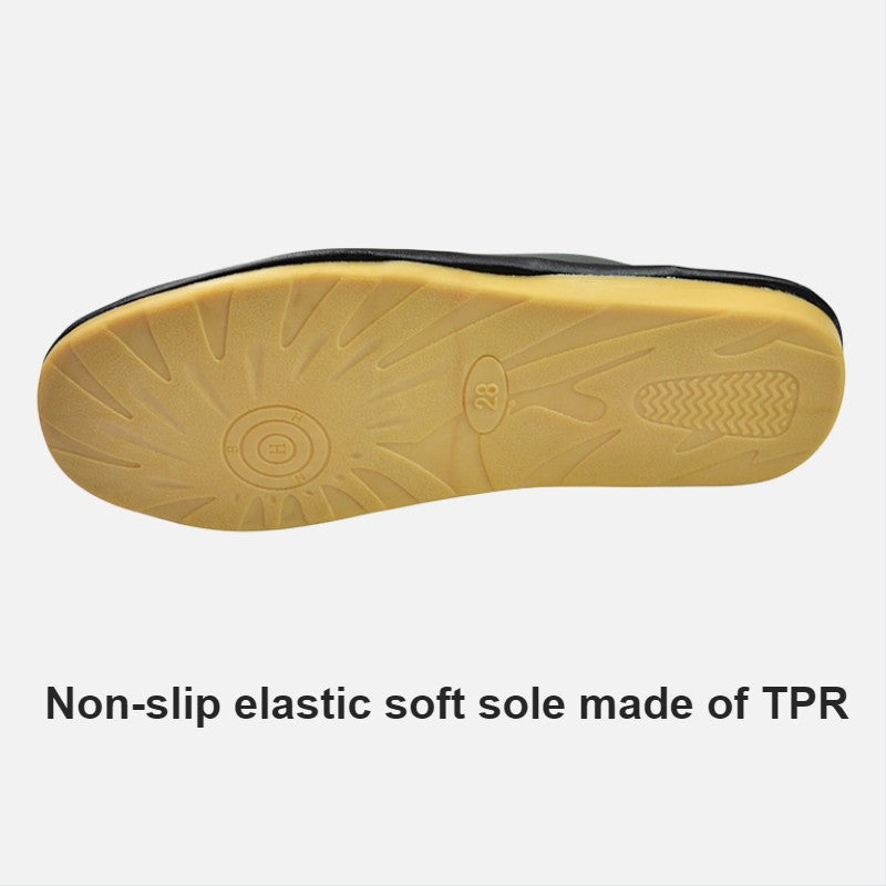 Genuine Cow Leather Slippers Homes in indoor slipper Spring Autumn summer men women elderly non-slip casual single Slides shoes