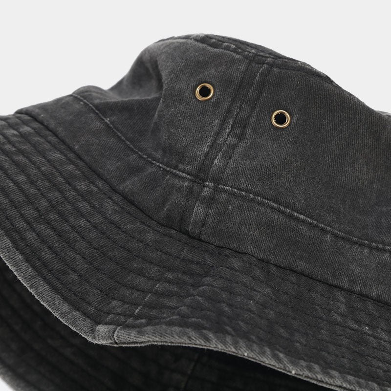 Panda Embroidery Washed Cotton Bucket Hat for Men Women Vintage Wide Brim Sun Protection Adjustable Outdoor Fishing Beach Cap