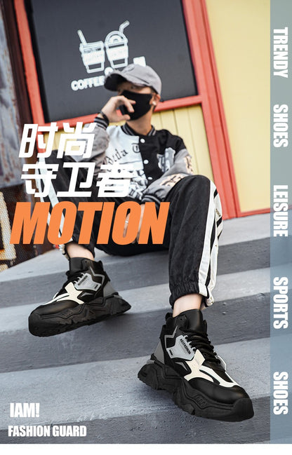 Fashion Thick Soled Men's Sneakers Height Increasing Shoes Casual Sports Shoes Versatile Men's Shoes Platform Skateboard Shoes