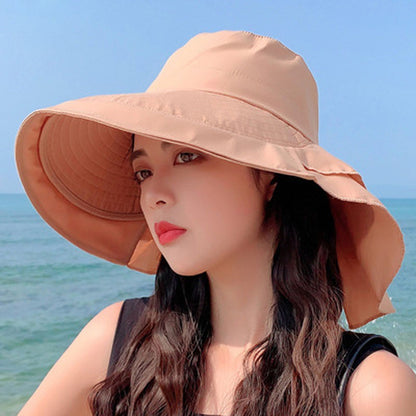 New Women's Summer Sun Hat With Neck Protector And Sunshade For Outdoor Cycling Trip Big-Brimmed Fisherman's Hat Hiking cap