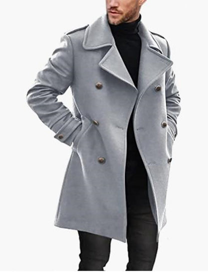 Trench Coat Men Classic Double Breasted Long Coat Mens Clothing Long Jackets Coats British Style Overcoat S-4XL Size