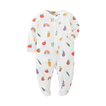 Newborn Footed Pajamas Zipper Girl and Boy Romper Long Sleeve Jumpsuit Cotton Solid White Fashion 0-12 Months Baby Clothes ?