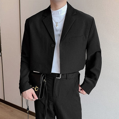 Men Blazer Solid Color Lapel Long Sleeve One Button Autumn Casual Suits Streetwear 2023 Fashion Male Crop Coats S-5XL INCERUN