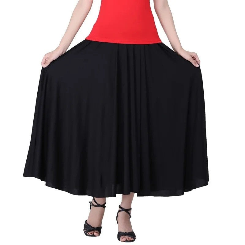 Plus Size Elegant Plus Size Women's Long Dress For Dancing And Commuting Stylish Square Dance Skirt With Wide Hemline For Soc...