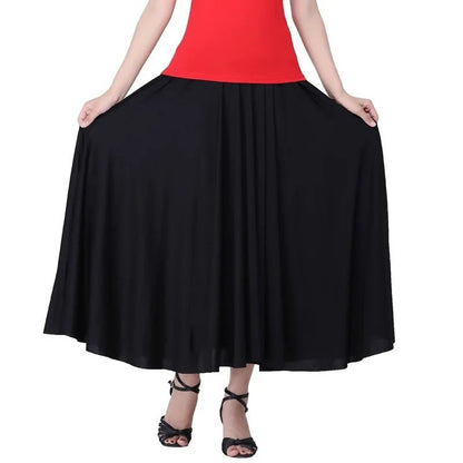 Plus Size Elegant Plus Size Women's Long Dress For Dancing And Commuting Stylish Square Dance Skirt With Wide Hemline For Soc...