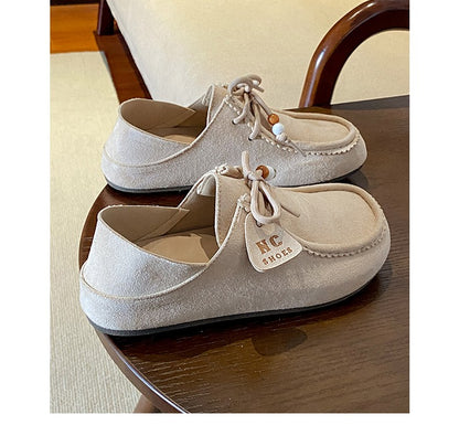 Fashion Brand Shoes Woman 2025 Autumn New Vintage Suede Loafers Pumps Women's Casual Flats Shoes British Style Flat Single Shoes