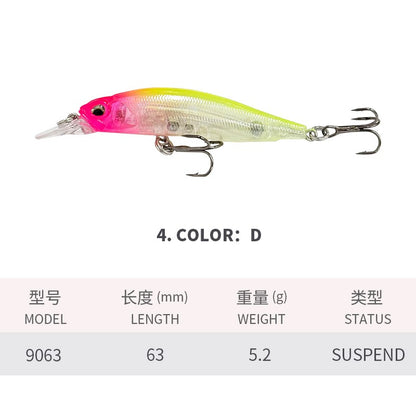 Isca de Pesca Suspend UV Minnow 5g 63mm Rozante 63SP Jerkbait Isca para Truta Baixo Água Salgada Twitch Jerk Retrieve Isca Artificial Rígida
