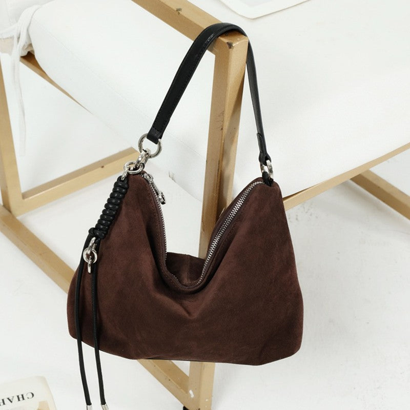 Hifashion Vintage Suede Genuine Leather Underarm Shoulder Bags For Women 2025 Luxury Designer Hobo Tote Office Ladies Handbags