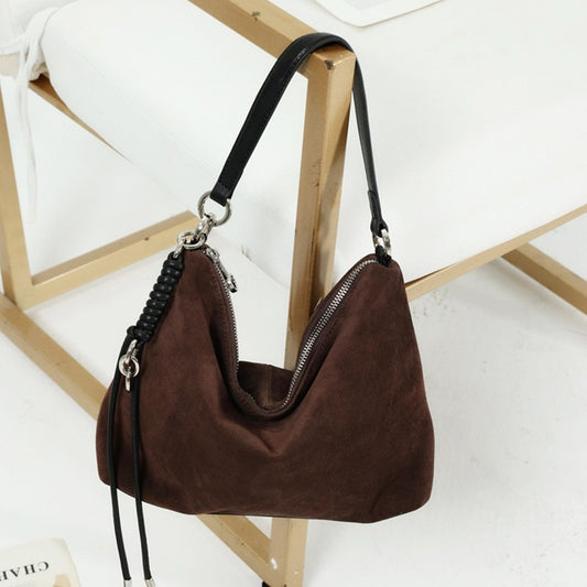 Hifashion Vintage Suede Genuine Leather Underarm Shoulder Bags For Women 2025 Luxury Designer Hobo Tote Office Ladies Handbags