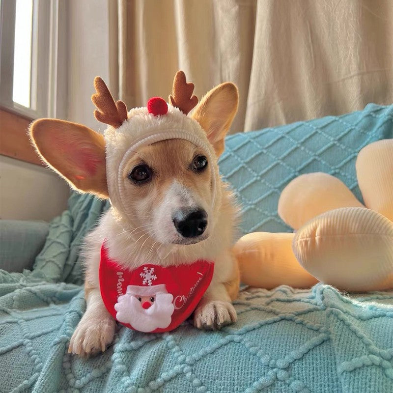 Natal Cão Gato Roupas de Estimação Chapéu Cachecol Acessórios de Fantasia Adereços de Cosplay Navidad Decoração de Ano Novo Festa de Natal Suprimentos para Animais de Estimação