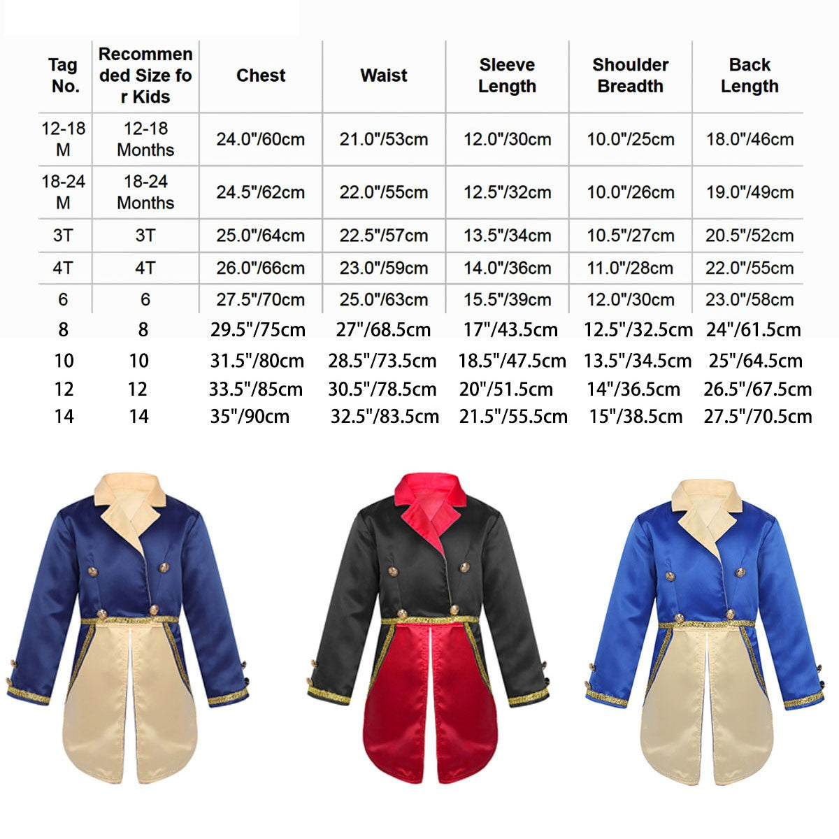 Boys Girls Prince Tuxedo Jacket Turn-Down Collar Coat Halloween Masquerade Theme Party Cosplay Costume Birthday Party Tailcoat