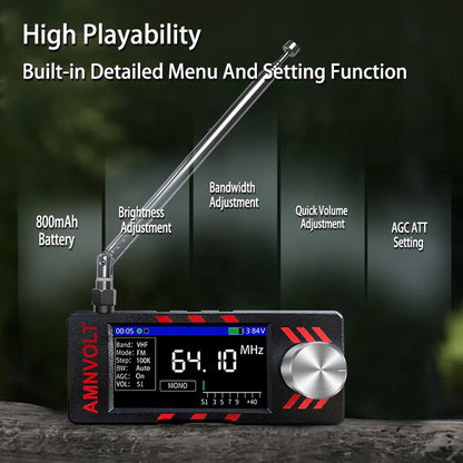 Rádio DSP de Banda Completa AMNVOLT ATS MINI SI4732, Receptor de Bolso FM AM MW SW SSB, com Amplificador de Fone de Ouvido Hi-Z