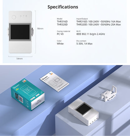 SONOFF TH Elite 16A 20A Wifi Interruptor Inteligente de Monitoramento de Temperatura e Umidade THS01 DS18b20 Sensor Casa Inteligente Via eWelink Alexa