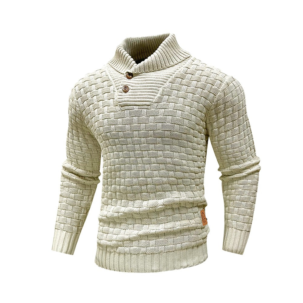 Men’s Knitted Sweater Casual Crew Neck Warm Long Sleeve Comfortable Pullover Textured Ribbed Edge High Quality Top US Size