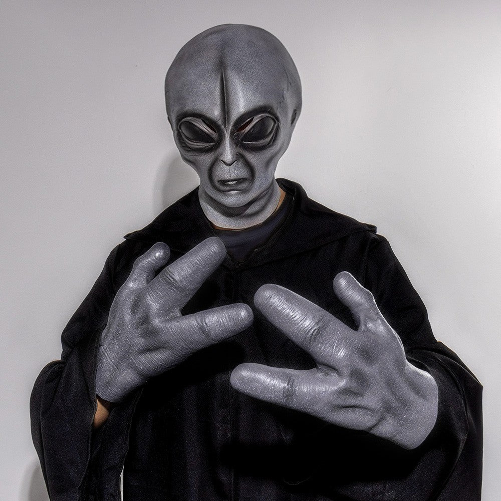 51 Area UFO Alien Mask Gloves Cosplay Extraterrestrial Organism Monster Skull Latex Helmet Hands Halloween Party Costume Props