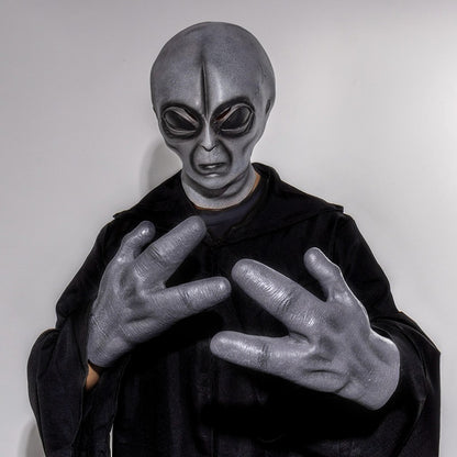 51 Area UFO Alien Mask Gloves Cosplay Extraterrestrial Organism Monster Skull Latex Helmet Hands Halloween Party Costume Props