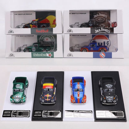 Liberty64 1:64 Scale Beetle Convertible Pickup Die-Cast Car Model Gulf Oil Series Custom Toys Miniature Alloy Simulation Vehicle