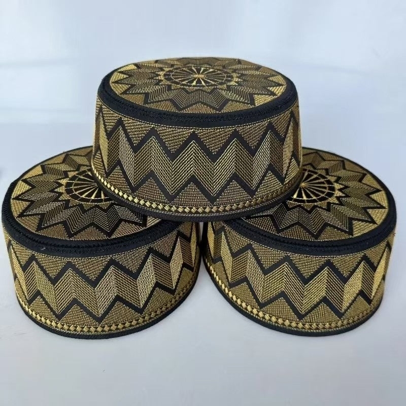 Muslim Caps for Men Eid Ramadan Prayer Clothing with Embroidery Islamic Turkey Hats Gold Turban Cap Headscarf Bonnet Elegant