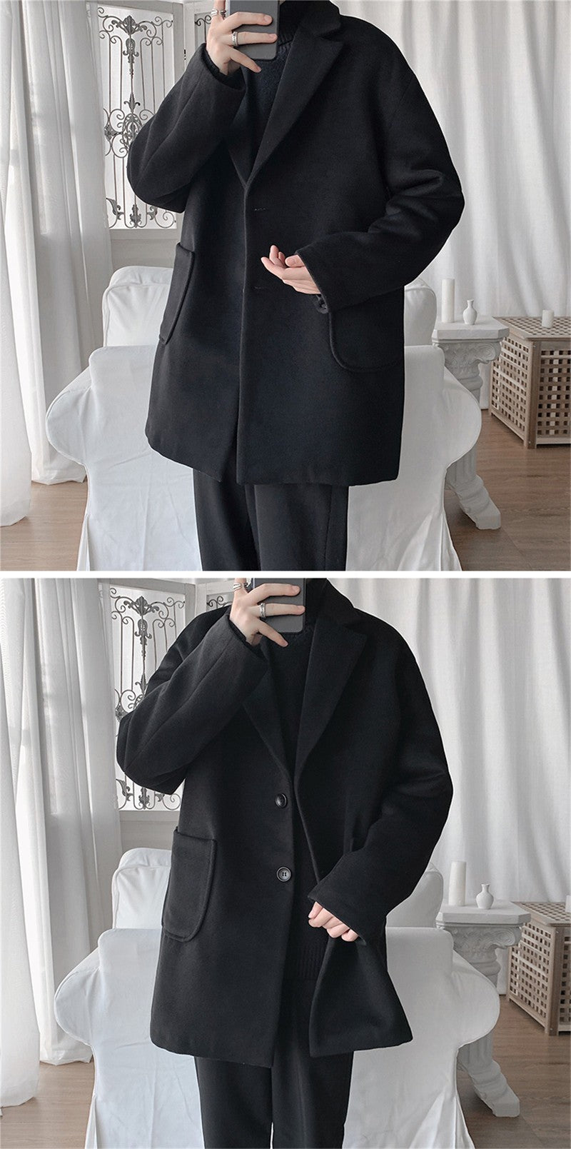 VERSMA Japanese Trendy Causal Vintage Winter Thick Wool Trench Coat Men Autumn Oversized Long Sleeve Male Overcoat Plus Size 5XL