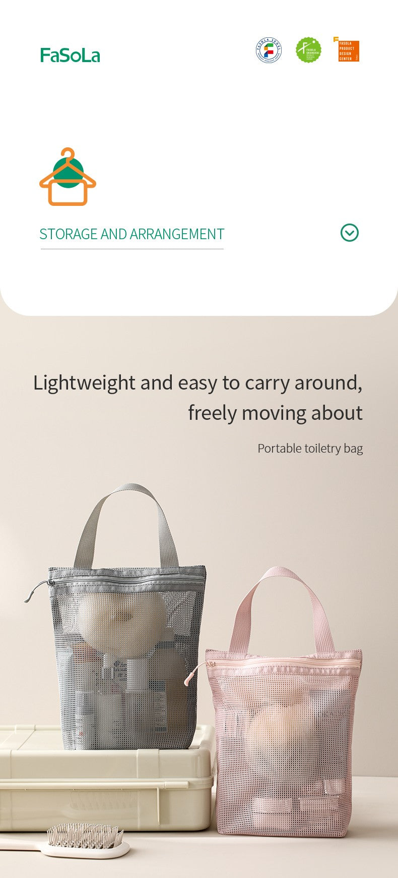 23x26cm Portable Toiletry Bag with Handy Handle Large Capacity Mesh Toiletry  Storage Bag Makeup Bag for Business Trips Travel