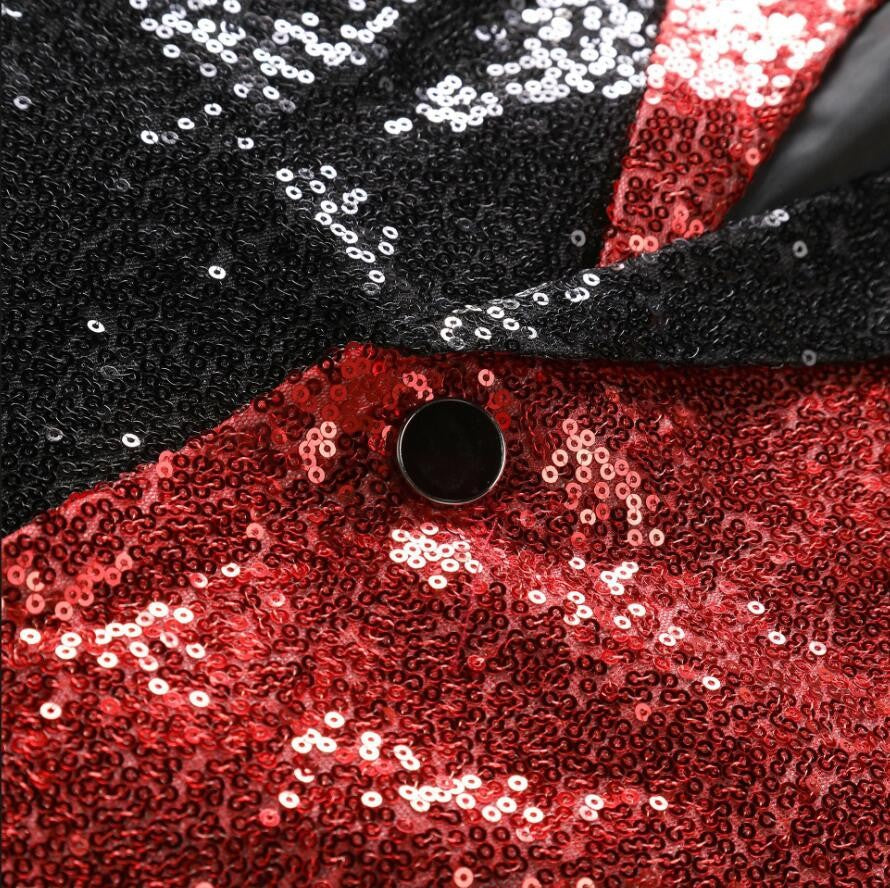 Shiny Gold Sequins Blazer for Men's New Slim Fitting Splicing Men's Suit Night Club Party DJ Stage Singer Dance Show Dress Homme