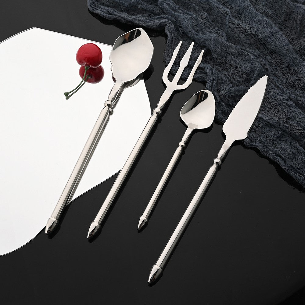 Conjunto de Talheres em Aço Inox 304 Preto Espelhado Conjunto de Talheres Faca de Bife Garfo Colher para Lava-louças