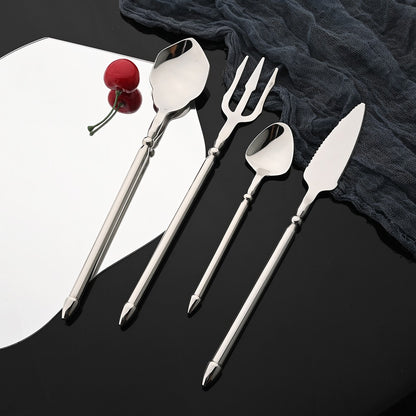 Conjunto de Talheres em Aço Inox 304 Preto Espelhado Conjunto de Talheres Faca de Bife Garfo Colher para Lava-louças
