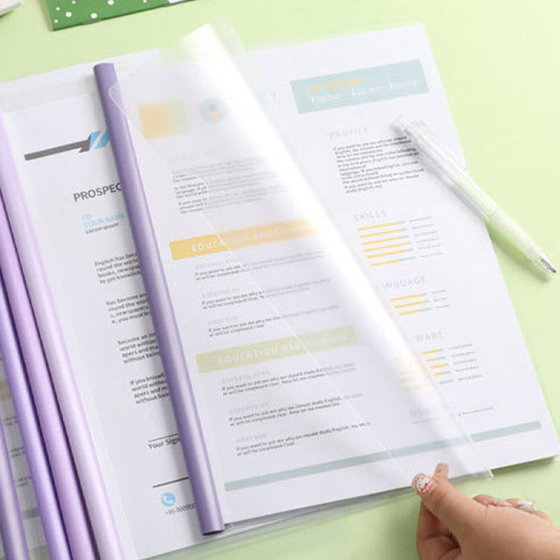 10pcs Transparent File Document Thicken Draw Rod A4 Folder Test Paper Storage Bag Clip Office Folder Organizer Office Supplies