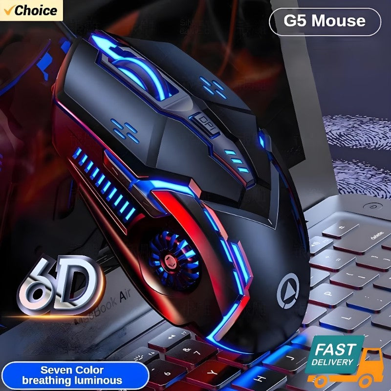 Mouse G5 Original Com Fio Luz de Fundo Alta Sensibilidade 6 Teclas Macro Programável Mouse Mecânico Gamer Para Jogos Computador Tablet PC