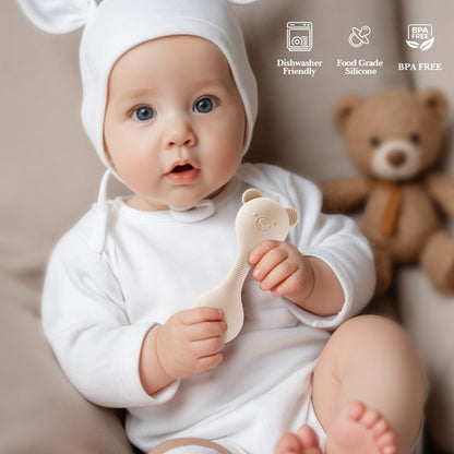 Silicone Baby Rattle Toy Food-grade Baby Teething Tape The Cartoon Bear Shakes The Music Toy Babies' Sensory Touch Toy Baby Gift