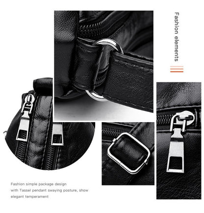 Fashion Soft Leather Crossbody Bags for Women 2025 Casual Female Multi Pocket Messenger Bags Retro Handbags Ladies Shoulder Bags