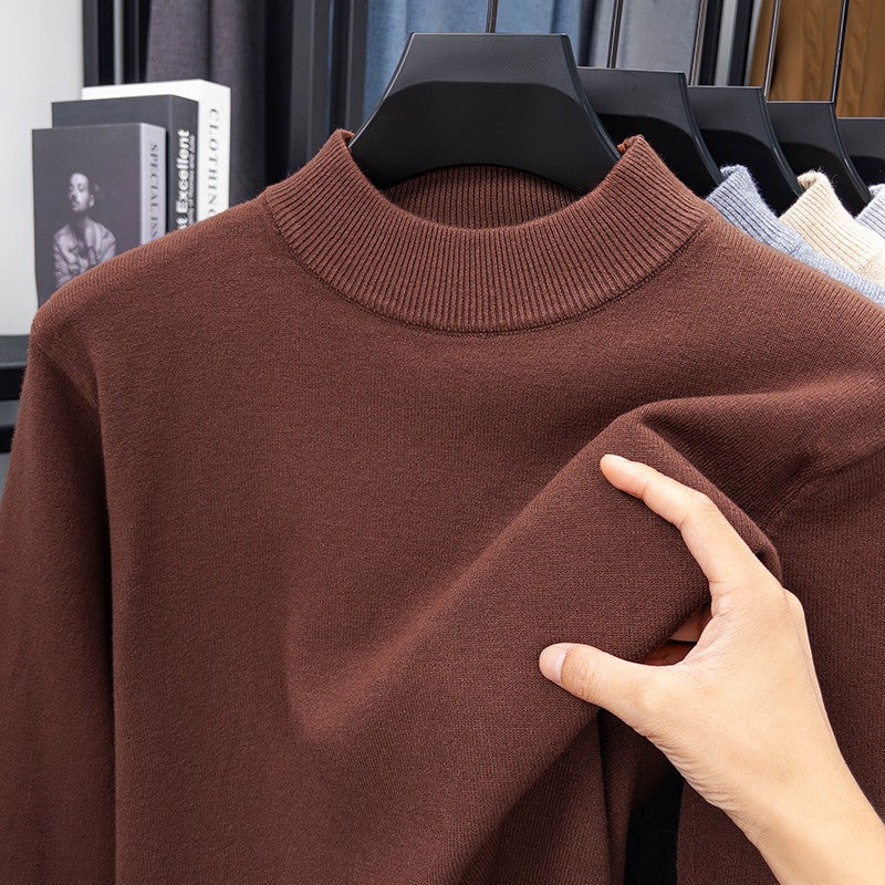 Half Turtleneck Knitwear Sweater New Autumn/Winter Mock Neck Sweatshirts Solid Color Pullovers Man Brand Casual Mens Clothing