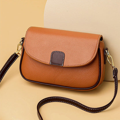 PU Leather Shoulder Bags For Women Fashion Flap Crossbody Messenger Bag Luxury Contrast Color Messenger Handbag Shopping Purse