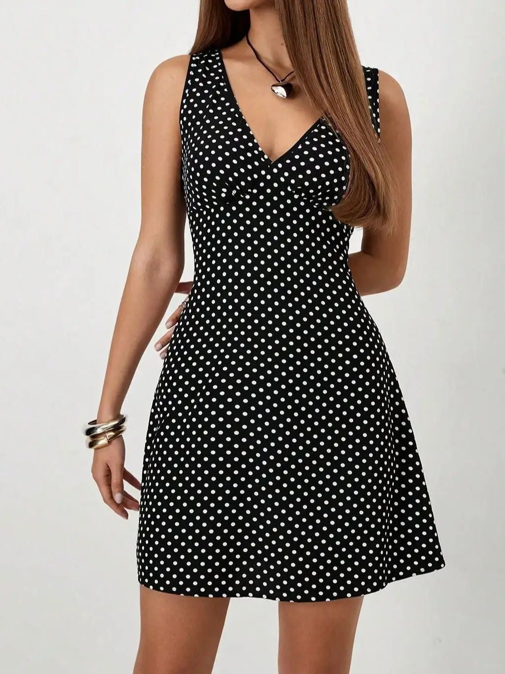 European and American style ultra short mini V-neck dress