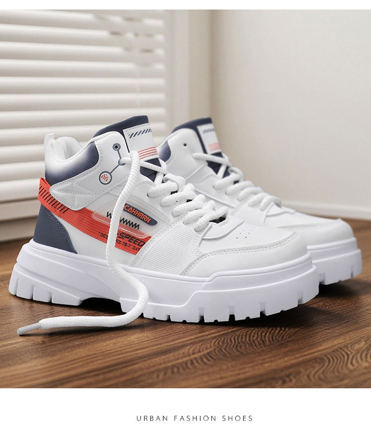 Tênis masculinos casuais de cano alto para outono, tênis de caminhada masculinos, tênis esportivos masculinos, tênis com sola macia para caminhada
