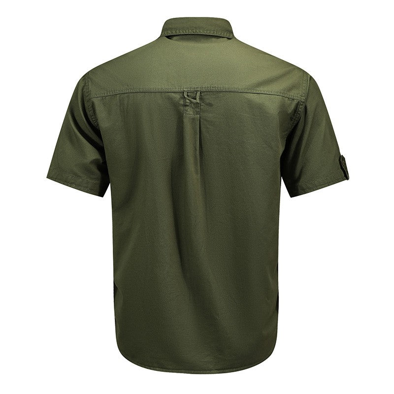 Summer Men Short Sleeve Cargo Breathable Shirt Men Casual Tactic Military Polo Shirt Men Outdoor Camp Hike Safari Work Shirt Top