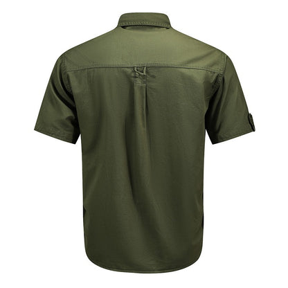 Summer Men Short Sleeve Cargo Breathable Shirt Men Casual Tactic Military Polo Shirt Men Outdoor Camp Hike Safari Work Shirt Top