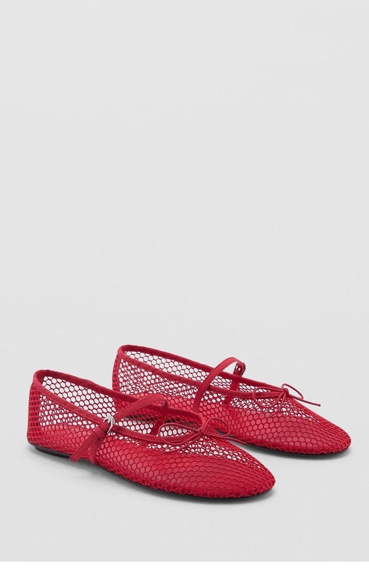 Mesh Summer Ballet Flats Shoes Women Buckle Strap Breathable 2025 New Flats Shoes Ladies Black Mary Janes Footwear Loafers