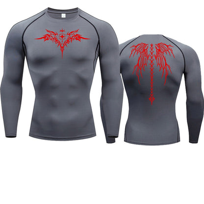 Anime Print Compression Shirt Mens Running T-Shirt Quick-Drying Fitness Sportswear Gym Sports Short Sleeve Breathable Tops