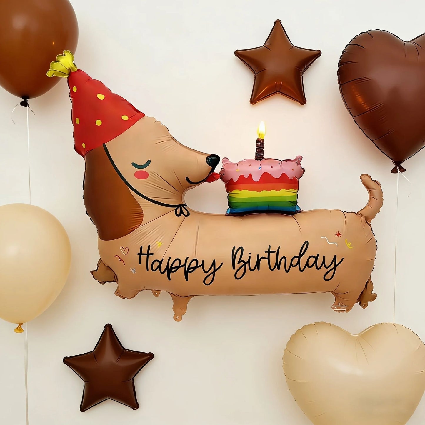2/1pcs Birthday Cake Dachshund Balloon Cartoon Animal Themed Party Decoration Wall Decoration Festival Photography Props Gifts