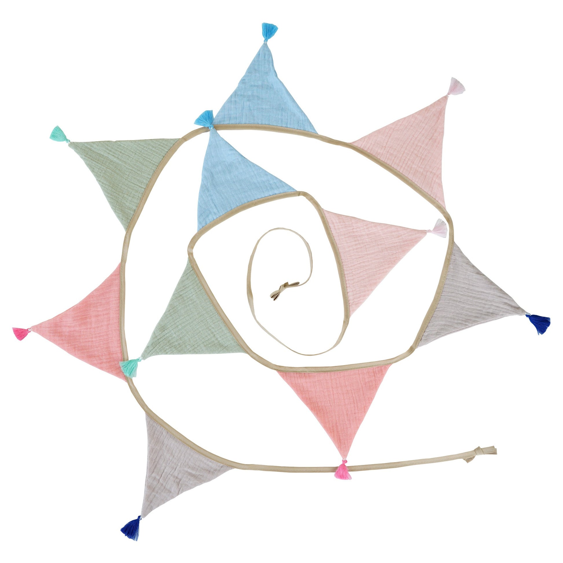 2.6M/8.5FT Nursery Fabric Bunting 10 Triangle Pennant Flags With Tassels Party Decor Banner Home Baby Shower Carnival Garland