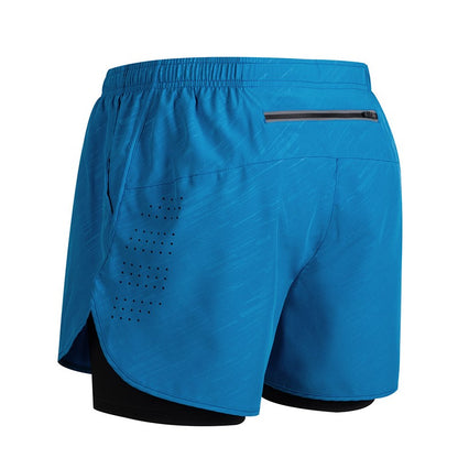 Men's Running Shorts Quick-drying Fitness Black Double Layer Shorts Men New Sport Workout Training Bodybuilding Short Pants