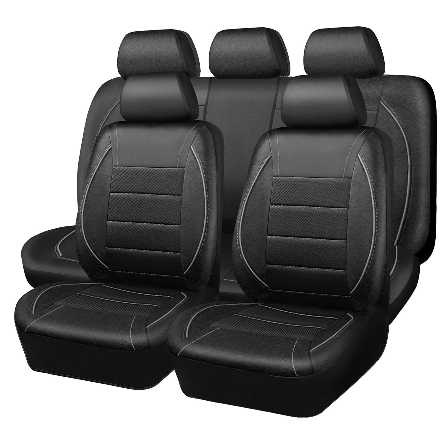 Capas de Couro Universais para Banco de Carro Vermelho Simples à Prova d'Água para 5 Assentos